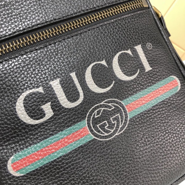 Gucci專櫃款男包 523591 古馳復古印花挎包 軟皮革 Gucci百搭男士郵差包  gqy2124